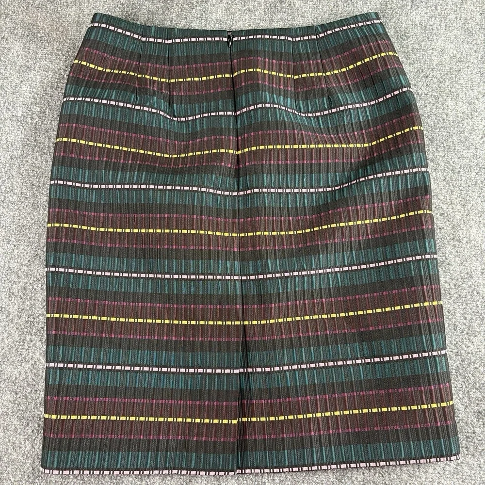 Ann Taylor Factory Skirt Women 6 Multicolor Pencil Stripe Preppy Office Academic